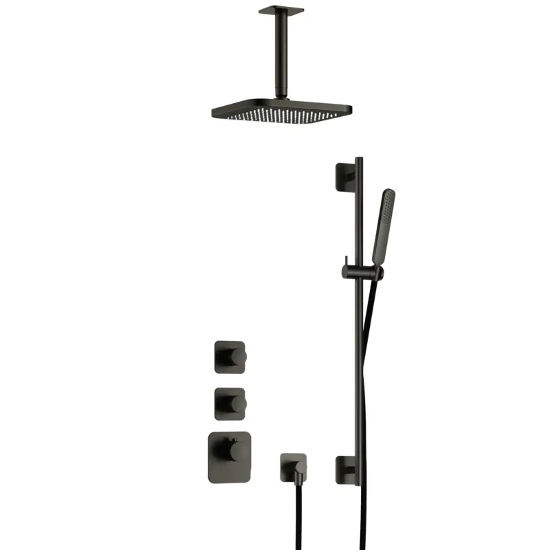 Hotbath Gal IBS40BGP High Flow inbouwdouche met plafondbuis en glijstang geborsteld gunmetal PVD Express Levering
