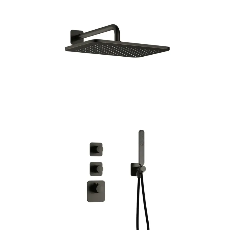 Hotbath Gal IBS40BGP High Flow inbouwdouche met 27x40cm hoofddouche geborsteld gunmetal PVD Premium
