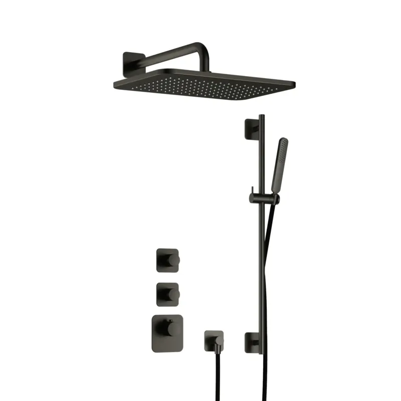 Hotbath Gal IBS40BGP High Flow inbouwdouche met glijstang en 27x40cm hoofddouche geborsteld gunmetal PVD Bestel Nu