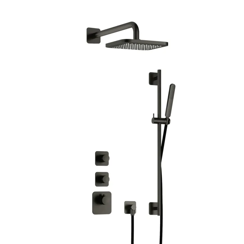 Hotbath Gal IBS40BGP High Flow inbouwdouche met glijstang geborsteld gunmetal PVD Meest Verkocht