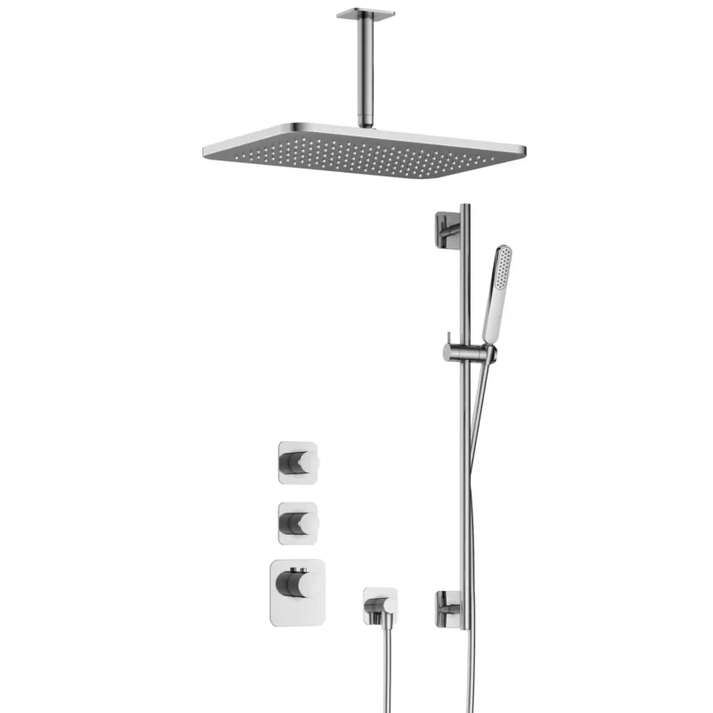 Hotbath Gal IBS40CR High Flow inbouwdouche met plafondbuis, glijstang en 27x40cm hoofddouche chroom Gratis Retour
