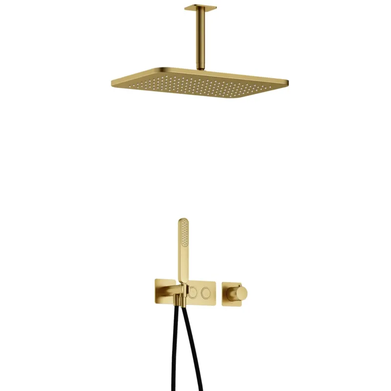 Fabrieksprijs Hotbath Gal IBS41BBP inbouwdouche met plafondbuis en 27x40cm hoofddouche geborsteld messing PVD