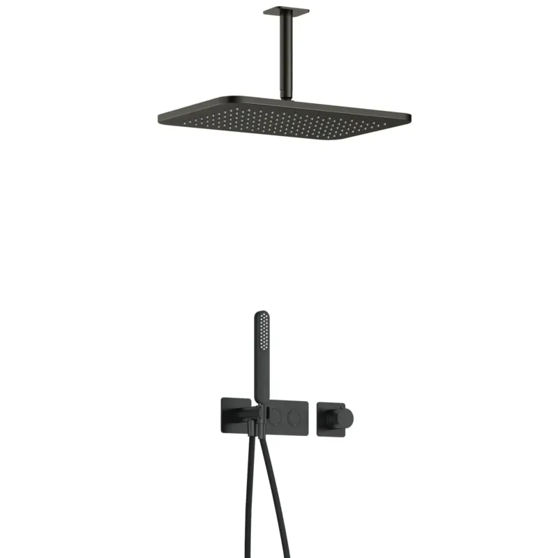 Snelle Levering Hotbath Gal IBS41BGP inbouwdouche met plafondbuis en 27x40cm hoofddouche geborsteld gunmetal PVD