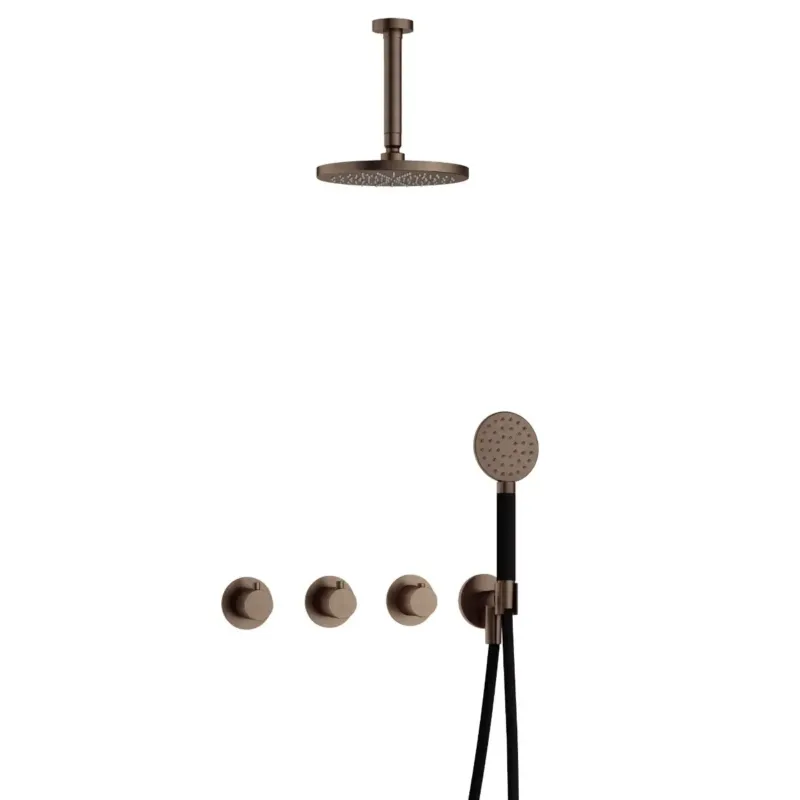 Hotbath Cobber IBS70 inbouwdouche met ronde handdouche en 15cm plafondbuis verouderd messing Actieprijs
