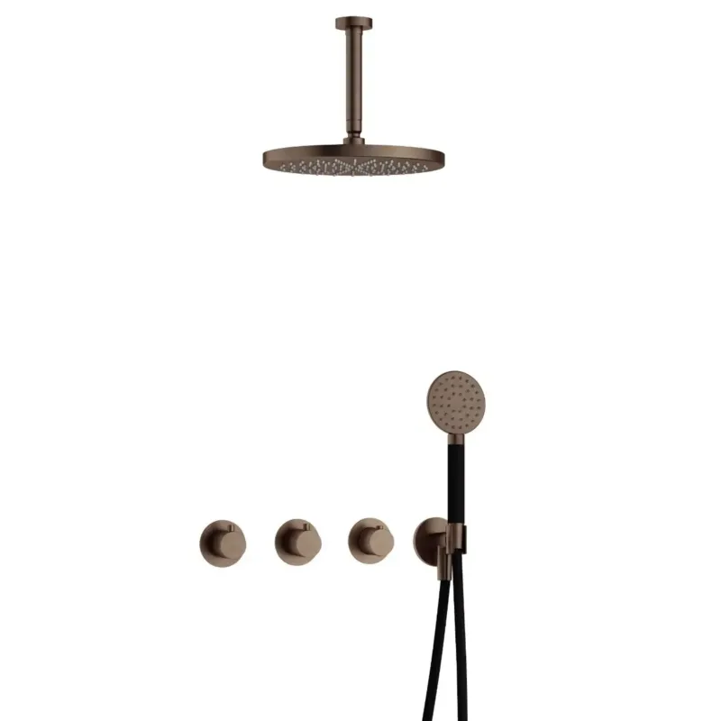 Betrouwbaar Hotbath Cobber IBS70 inbouwdouche met ronde handdouche, 15cm plafondbuis en 30cm hoofddouche verouderd messing