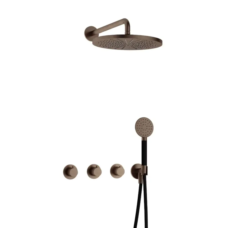 Goedkoop Hotbath Cobber IBS70 inbouwdouche met ronde handdouche en 30cm hoofddouche verouderd messing