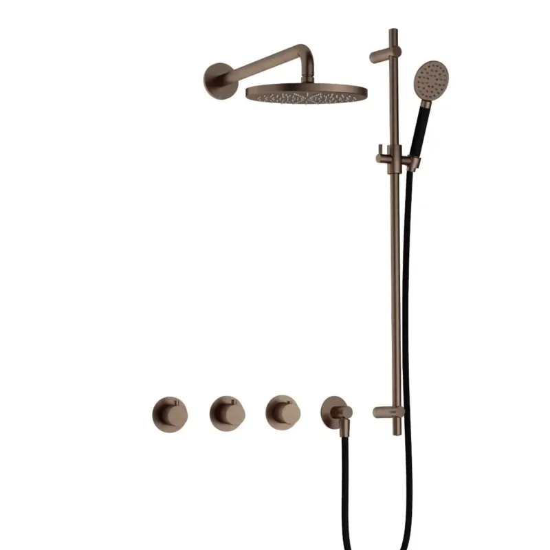 Lage Kosten Hotbath Cobber IBS70 inbouwdouche met ronde handdouche en glijstang verouderd messing