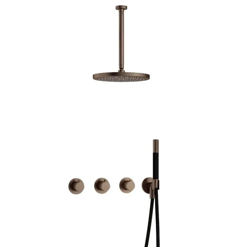 Koop Vandaag Hotbath Cobber IBS70 inbouwdouche met 30cm plafondbuis en 30cm hoofddouche verouderd messing
