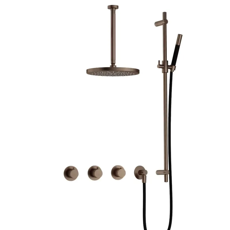 Meest Verkocht Hotbath Cobber IBS70 inbouwdouche met 30cm plafondbuis, 30cm hoofddouche en glijstang verouderd messing