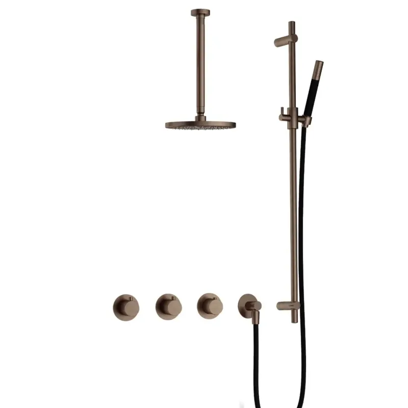 Dagaanbieding Hotbath Cobber IBS70 inbouwdouche met 30cm plafondbuis en glijstang verouderd messing