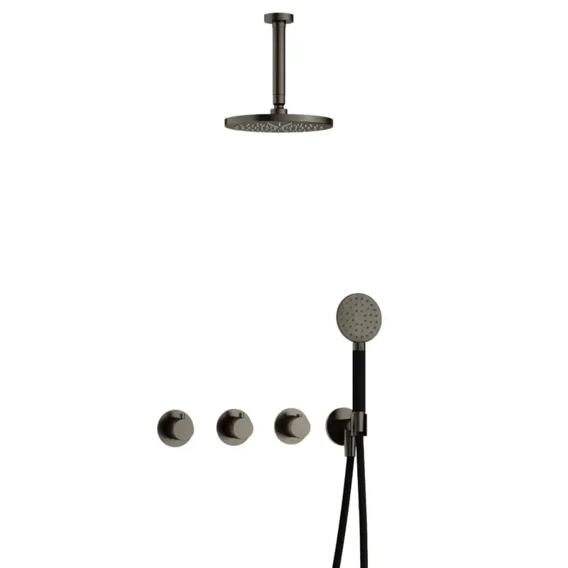 Hotbath Cobber IBS70 inbouwdouche met ronde handdouche en 15cm plafondbuis verouderd ijzer Superprijs