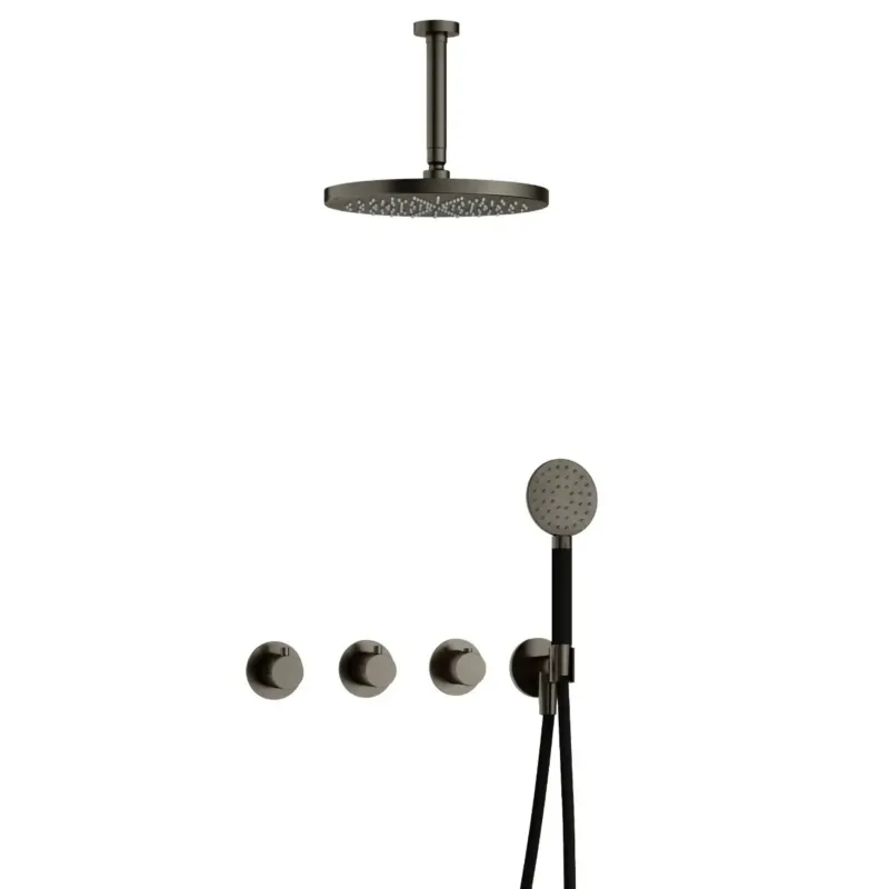 Hotbath Cobber IBS70 inbouwdouche met ronde handdouche, 15cm plafondbuis en 30cm hoofddouche verouderd ijzer Beste Prijs