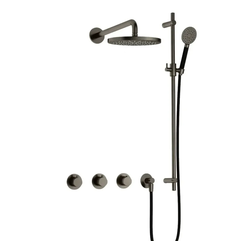 Korting Hotbath Cobber IBS70 inbouwdouche met ronde handdouche en glijstang verouderd ijzer