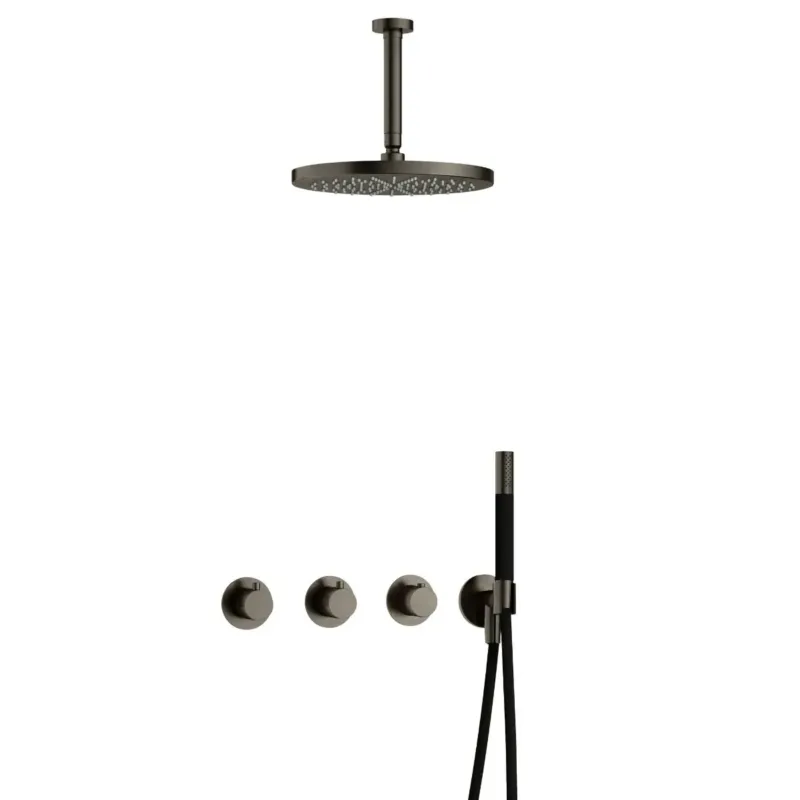 Hotbath Cobber IBS70 inbouwdouche met 15cm plafondbuis en 30cm hoofddouche verouderd ijzer Must-Have