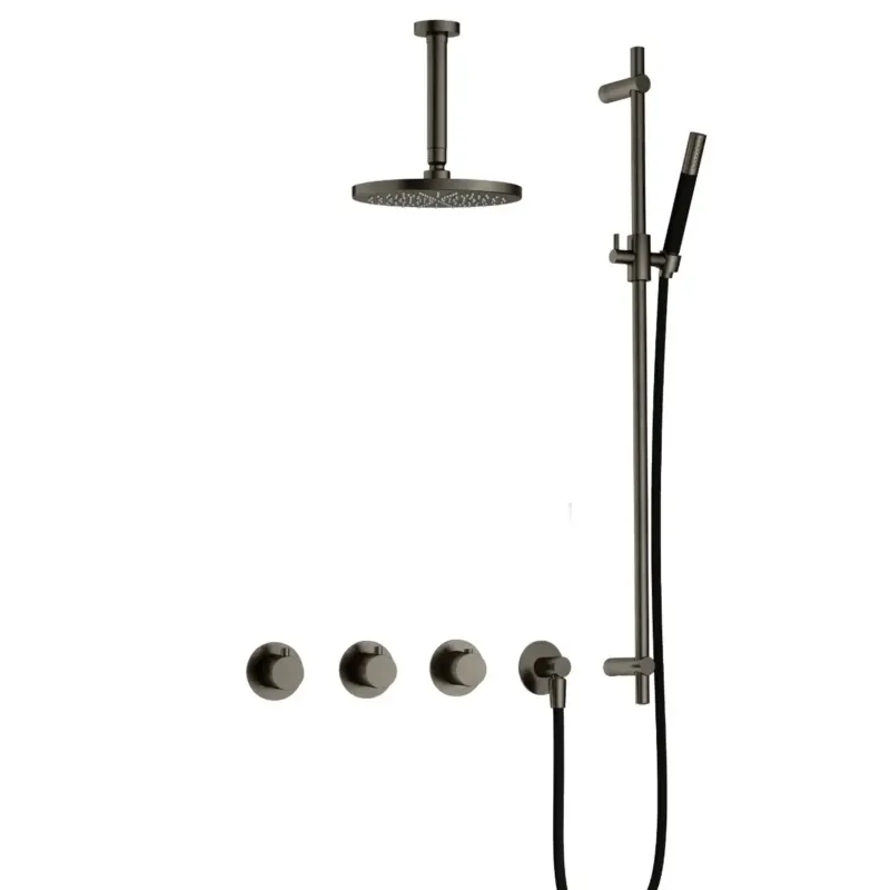 Hotbath Cobber IBS70 inbouwdouche met 15cm plafondbuis en glijstang verouderd ijzer Snelle Levering