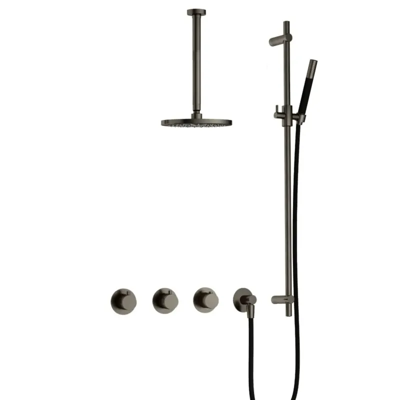Direct Beschikbaar Hotbath Cobber IBS70 inbouwdouche met 30cm plafondbuis en glijstang verouderd ijzer