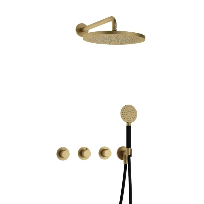 Hotbath Cobber IBS70 inbouwdouche met ronde handdouche en 30cm hoofddouche geborsteld messing Bestel Nu