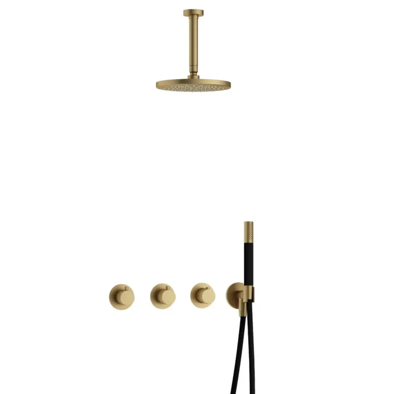 Beste Prijs Hotbath Cobber IBS70 inbouwdouche met 15cm plafondbuis geborsteld messing