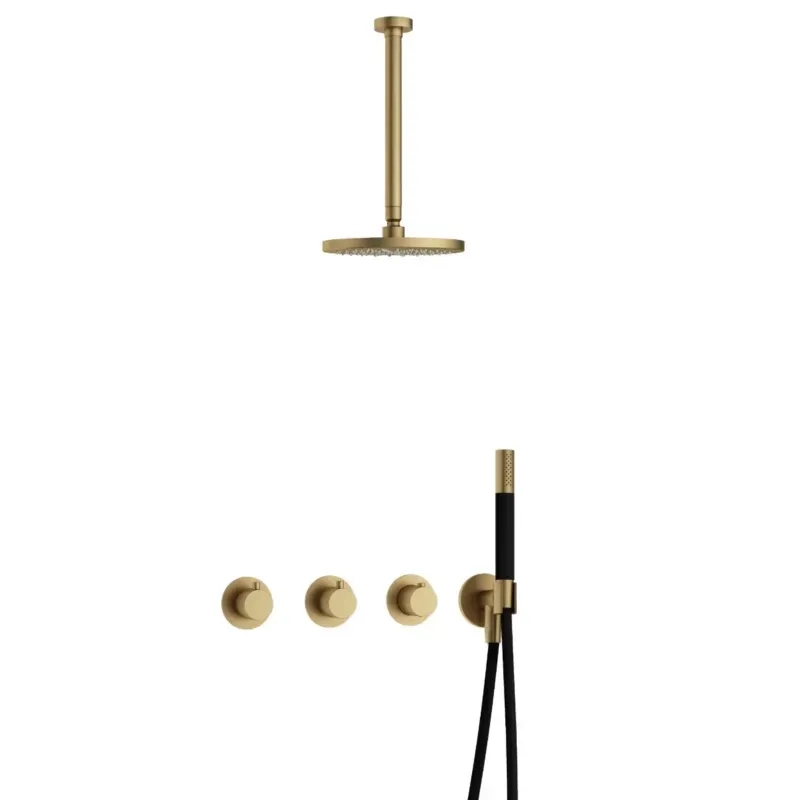 Hotbath Cobber IBS70 inbouwdouche met 30cm plafondbuis geborsteld messing Alleen Vandaag