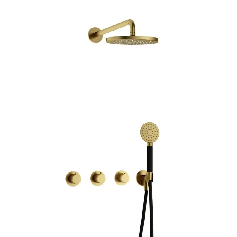 Hotbath Cobber IBS70 inbouwdouche met ronde handdouche geborsteld messing PVD Lage Kosten