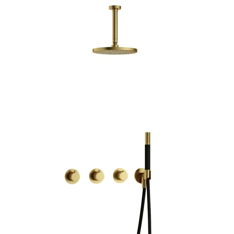 Hotbath Cobber IBS70 inbouwdouche met 15cm plafondbuis geborsteld messing PVD Flitsaanbieding