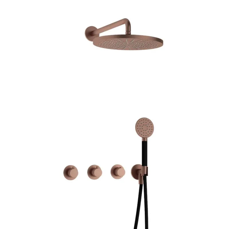 Speciale Aanbieding Hotbath Cobber IBS70 inbouwdouche met ronde handdouche en 30cm hoofddouche geborsteld koper PVD