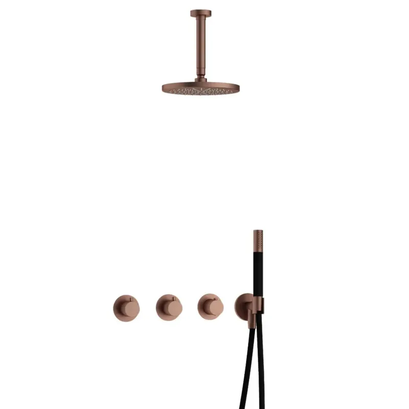 Hotbath Cobber IBS70 inbouwdouche met 15cm plafondbuis geborsteld koper PVD Aanbieding