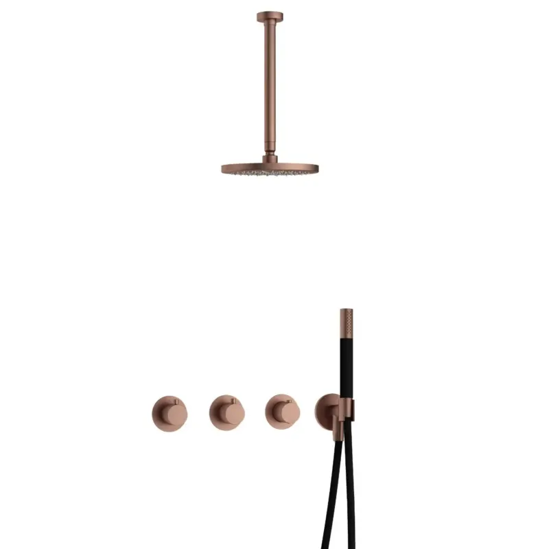 Hotbath Cobber IBS70 inbouwdouche met 30cm plafondbuis geborsteld koper PVD Bestseller