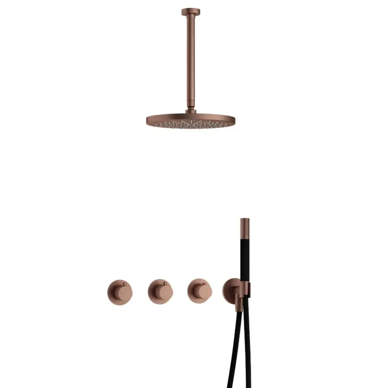 Hotbath Cobber IBS70 inbouwdouche met 30cm plafondbuis en 30cm hoofddouche geborsteld koper PVD Superprijs