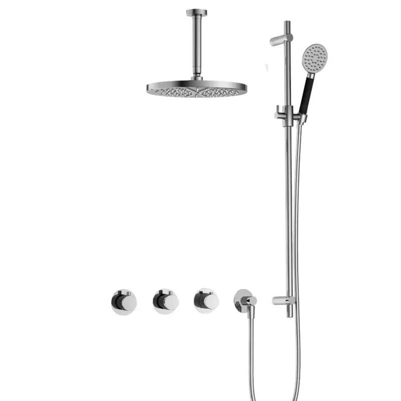Gecertificeerd Hotbath Cobber IBS70 inbouwdouche met ronde handdouche, 15cm plafondbuis, 30cm hoofddouche en glijstang chroom