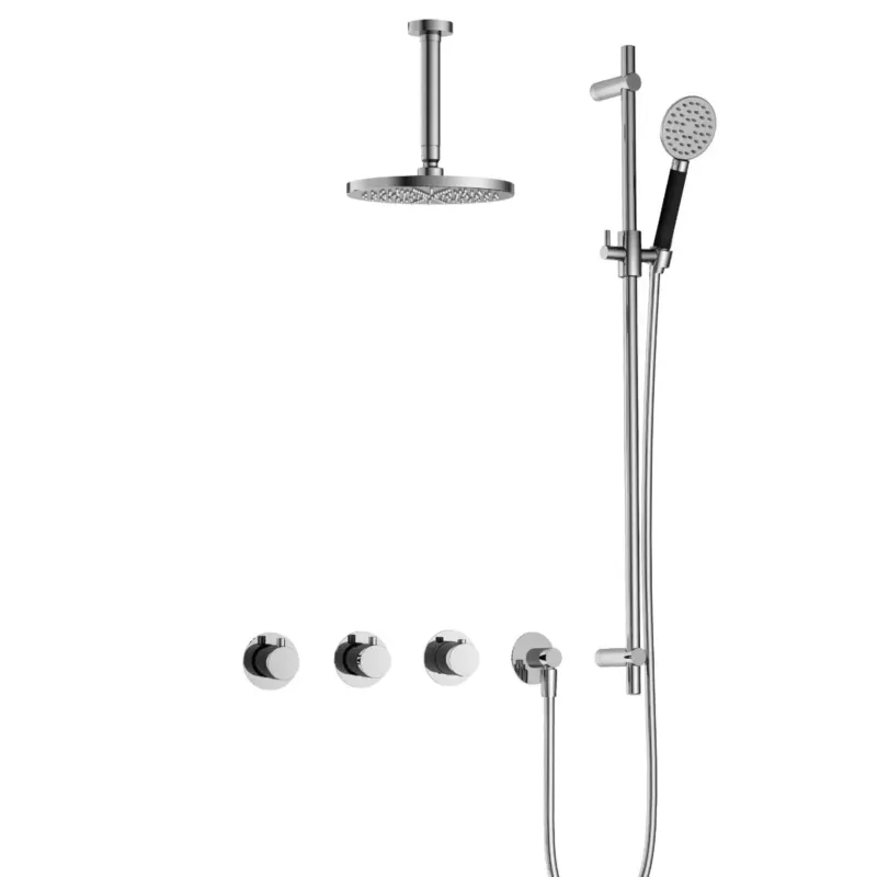 Hoge Kwaliteit Hotbath Cobber IBS70 inbouwdouche met ronde handdouche, 15cm plafondbuis en glijstang chroom