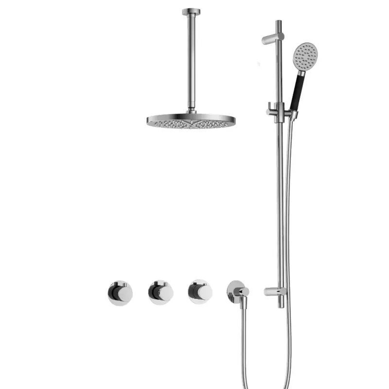 Hotbath Cobber IBS70 inbouwdouche met ronde handdouche, 30cm plafondbuis, 30cm hoofddouche en glijstang chroom Speciale Aanbieding