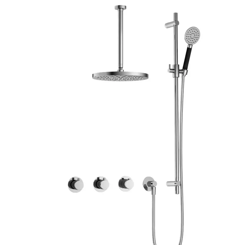 Hotbath Cobber IBS70 inbouwdouche met ronde handdouche, 30cm plafondbuis en glijstang chroom Premium