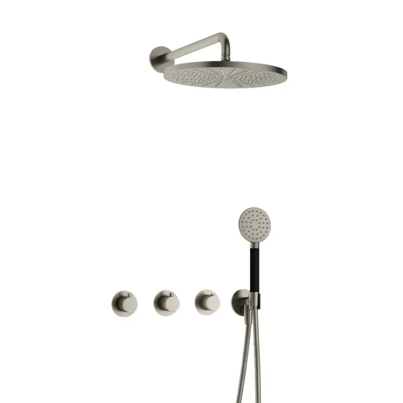 Laatste Versie Hotbath Cobber IBS70 inbouwdouche met ronde handdouche en 30cm hoofddouche geborsteld nikkel