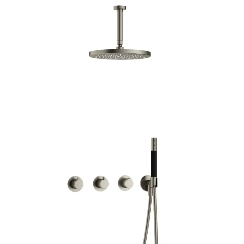 Hotbath Cobber IBS70 inbouwdouche met 15cm plafondbuis en 30cm hoofddouche geborsteld nikkel Favoriet