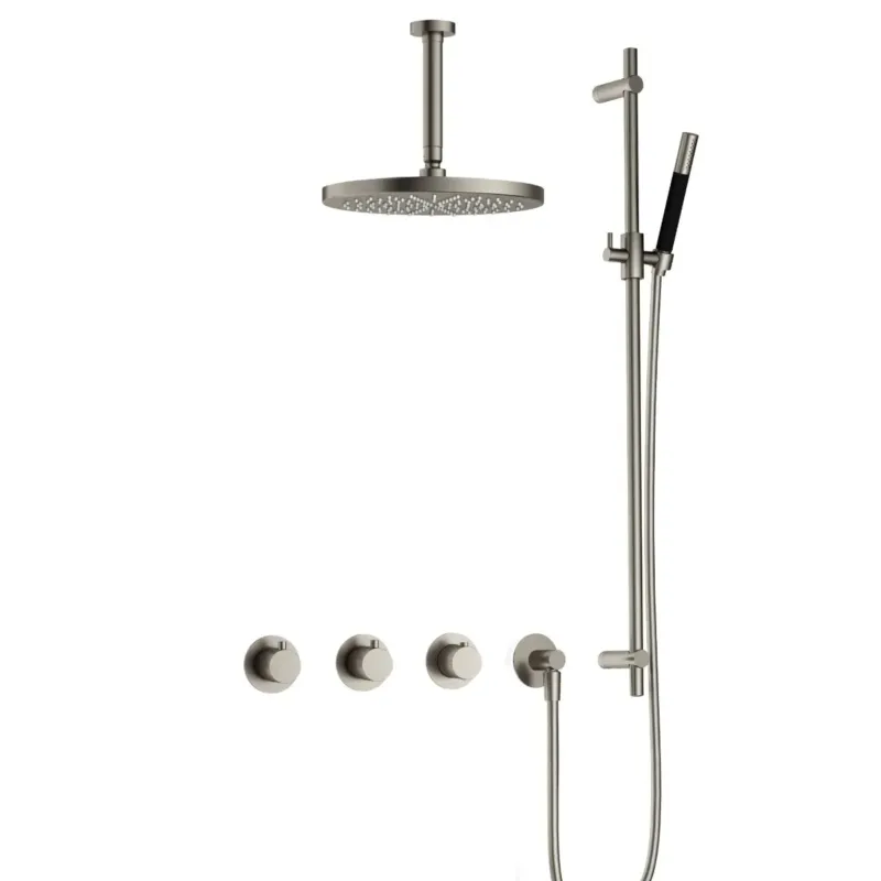 Hotbath Cobber IBS70 inbouwdouche met 15cm plafondbuis, 30cm hoofddouche en glijstang geborsteld nikkel Populair