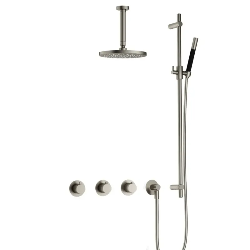 Hotbath Cobber IBS70 inbouwdouche met 15cm plafondbuis en glijstang geborsteld nikkel Nu Kopen
