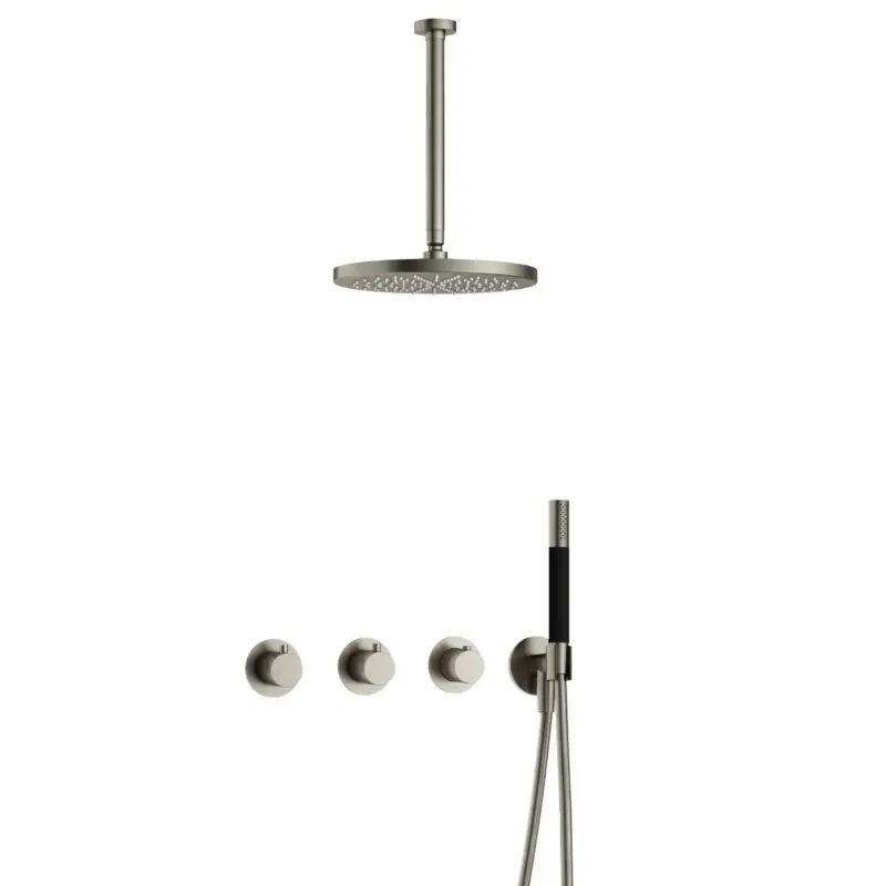 Meest Verkocht Hotbath Cobber IBS70 inbouwdouche met 30cm plafondbuis en 30cm hoofddouche geborsteld nikkel