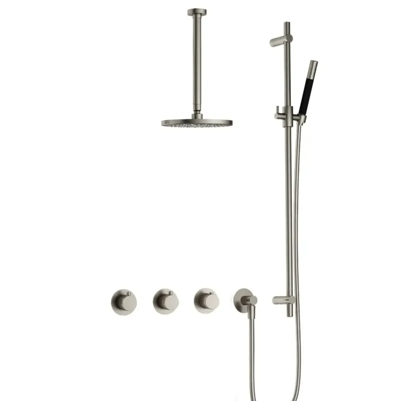 Hotbath Cobber IBS70 inbouwdouche met 30cm plafondbuis en glijstang geborsteld nikkel Hoge Kwaliteit