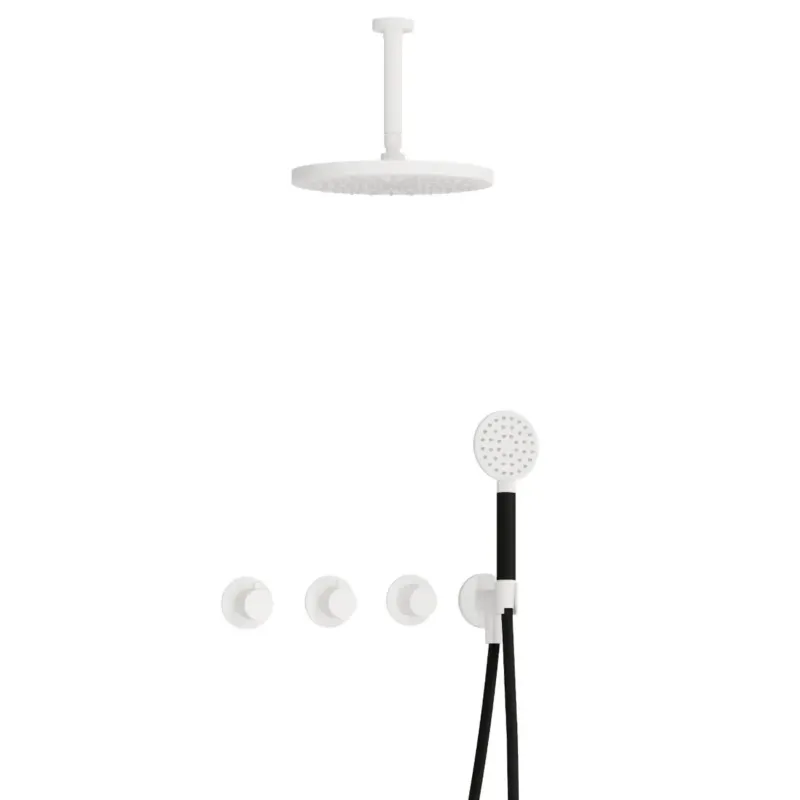 Hotbath Cobber IBS70 inbouwdouche met ronde handdouche, 15cm plafondbuis en 30cm hoofddouche wit mat Fabrieksprijs
