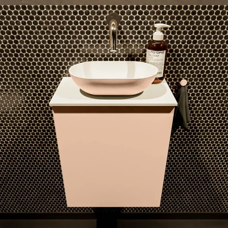 Meest Verkocht Mondiaz Fowy toiletmeubel 40cm rosee met oudroze waskom midden zonder kraangat