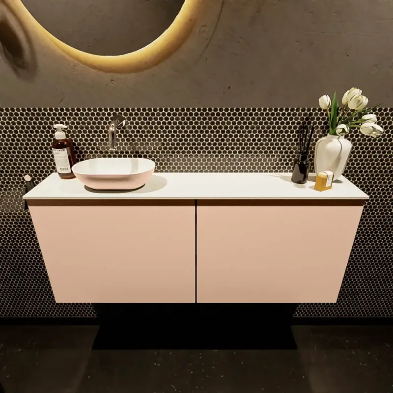 Mondiaz Fowy toiletmeubel 120cm rosee met oudroze waskom links zonder kraangat Beste Prijs