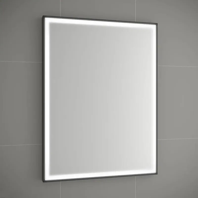 Weekendaanbieding Muebles Amor spiegel met LED-verlichting en zwart frame 60x80cm