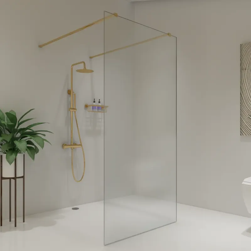 Betaalbaar Saniclear Redro vrijstaande douchewand 90x200cm geborsteld messing - mat goud