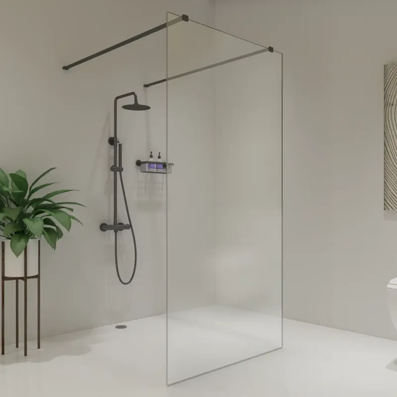 Actieprijs Saniclear Redro vrijstaande douchewand 90x200cm verouderd ijzer - gunmetal