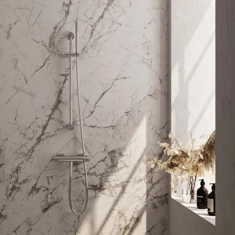Voordeelprijs Brauer Chrome Carving thermostatische douchekraan met glijstang en staafhanddouche chroom