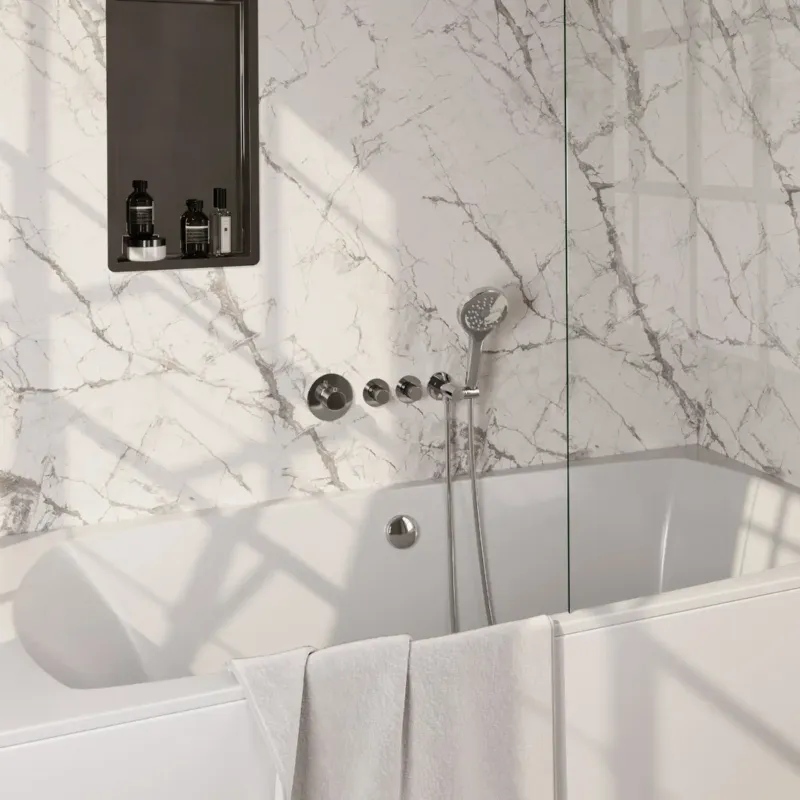 Brauer Chrome Carving inbouw badkraan met badvulcombinatie en 3 standen handdouche chroom Nieuw
