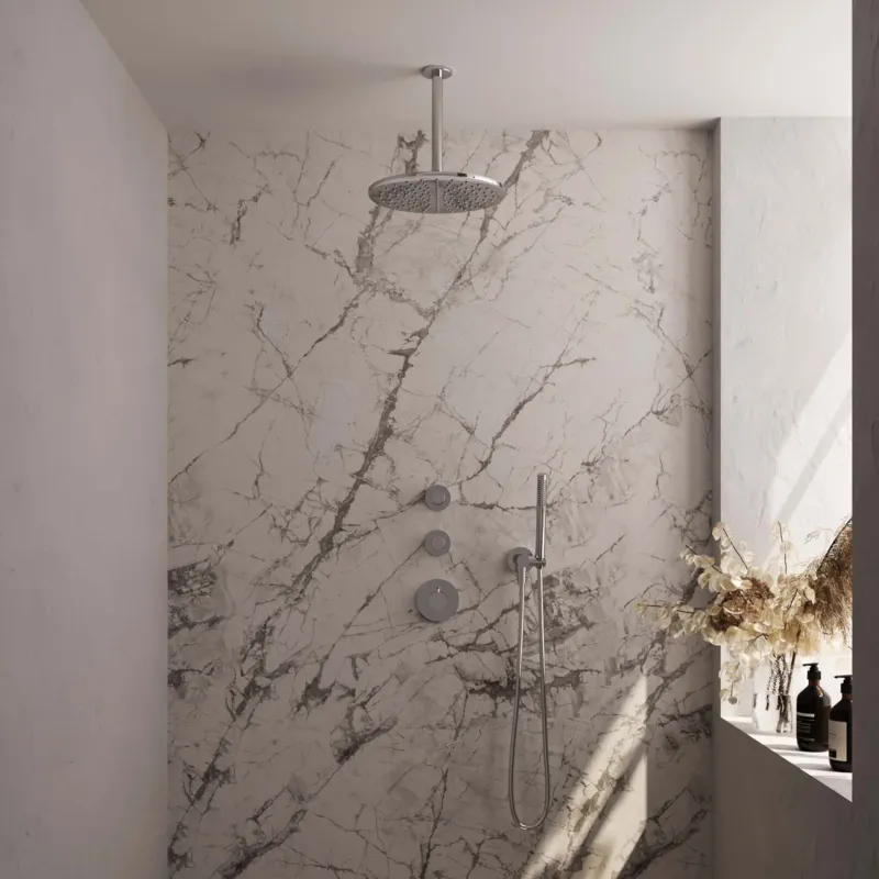 Actieprijs Brauer Chrome Carving complete inbouw regendouche set 06 met 30cm douchekop, plafondarm en staafhanddouche chroom
