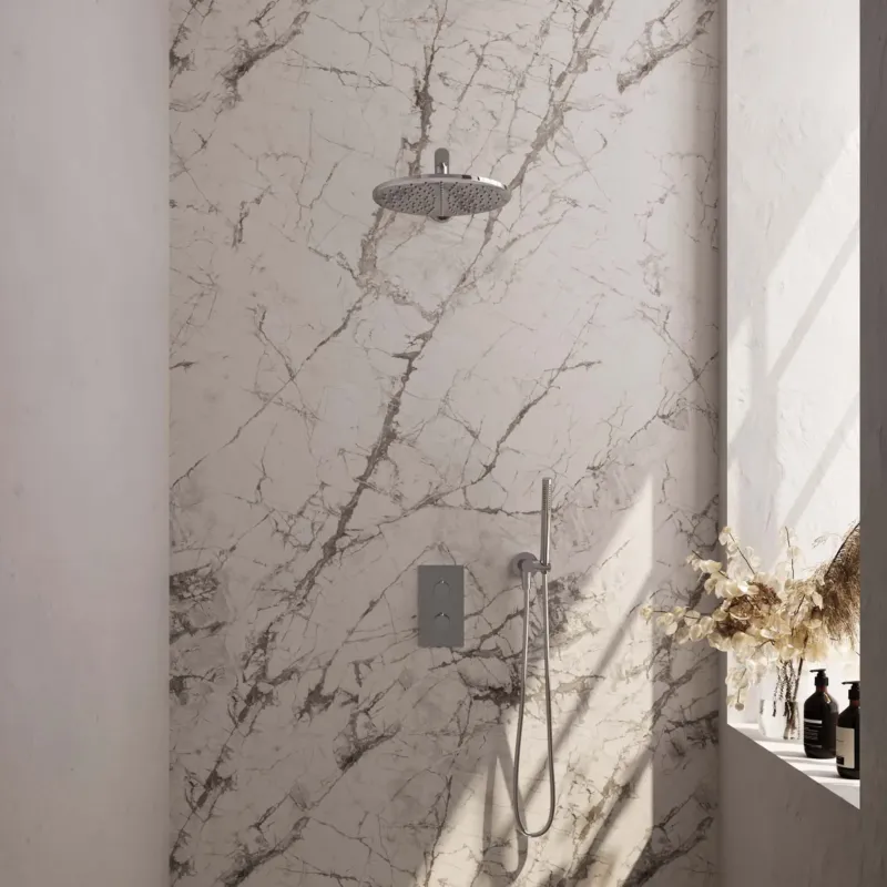 Brauer Chrome Carving complete inbouw regendouche set 26 met 30cm douchekop, rechte muurarm en staafhanddouche chroom Shop Nu