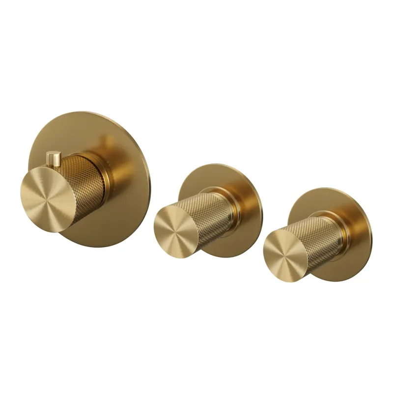 Brauer Gold Carving inbouwthermostaat en 2 stopkranen geborsteld messing PVD Direct Verzonden